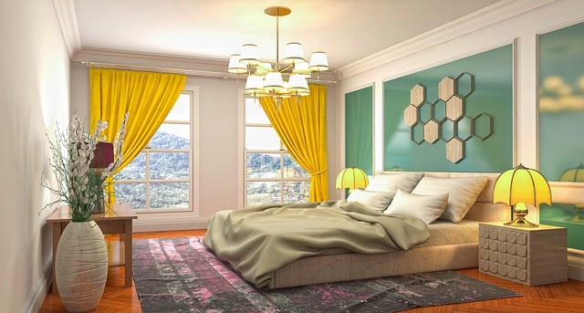 Couples bedroom decor with new Drapes